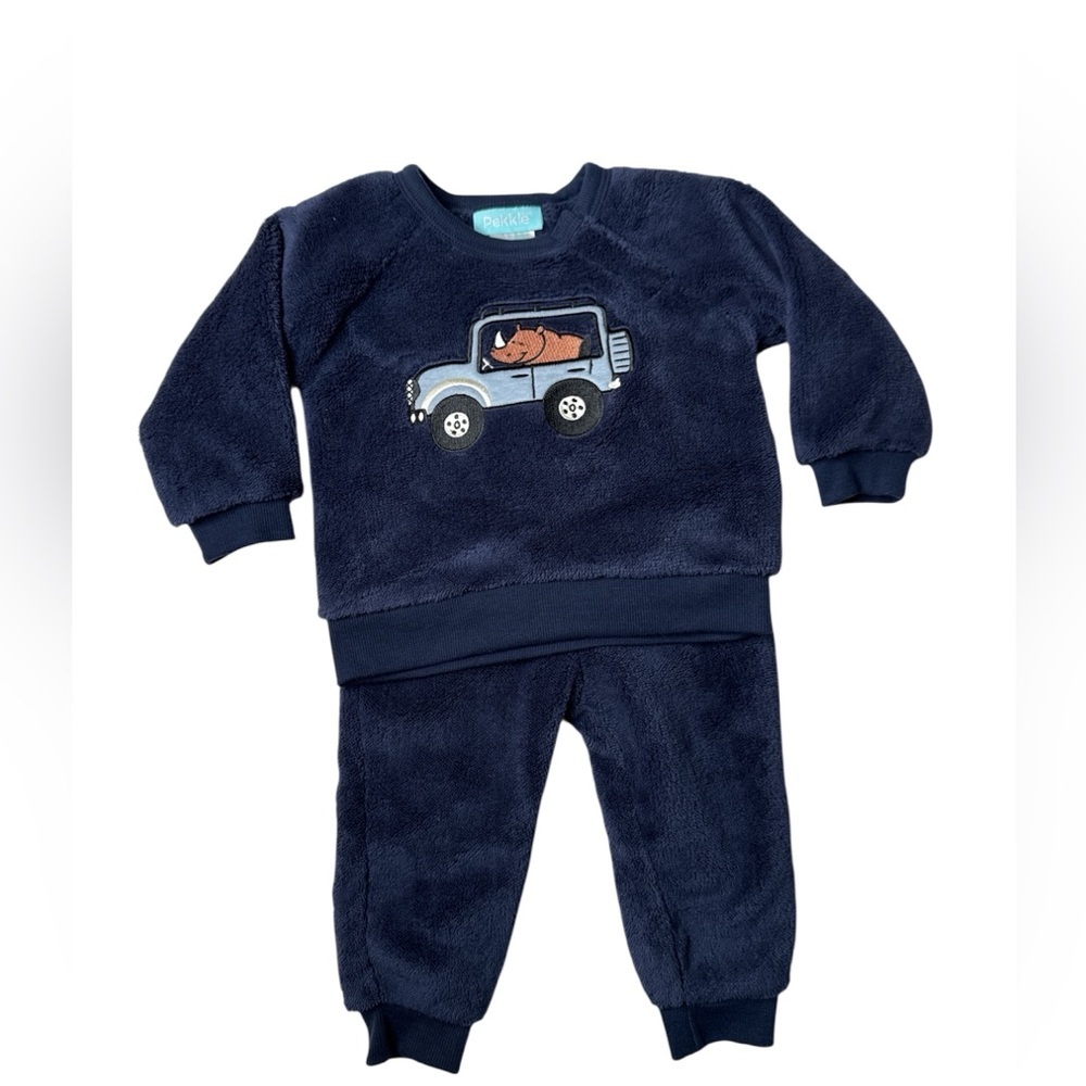 Navy Blue Kids Matching Set with Car Design